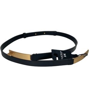Lauren Ralph Lauren Turn-Lock Skinny Leather Belt Sz 2X Black